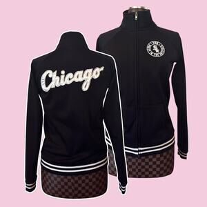 Victoria's Secret PINK Chicago White Socks Varsity Jacket Size Small MLB Black